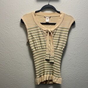 Nanette Lepere Size Large sleeveless striped top vintage style rayon/nylon blend